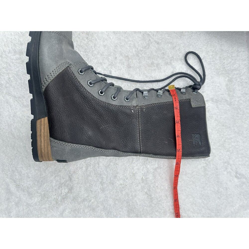 Sorel Major Maverick Grey and Black Leather Lace Up Mid Calf Boots Size 7.5 - Picture 7 of 11